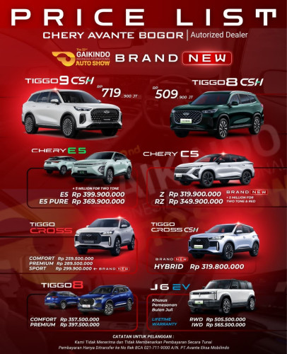Pricelist Harga Chery halimun 2025